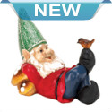 This gnome knows how to relax! By day, hell gladly lounge in your yard or garden with his little feathered friend. By night, all that stored solar power will make him light up from head to toe. 