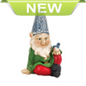 Youd be happy, too, if a friendly little bluebird was perched on your knee! This charming garden gnome statue features a tall blue hat that lights up at night after soaking up the sun all day long.