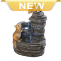 Youll be hard-pressed to find a cuter fountain than this! Give your yard or garden an extra dose of charm with this cascading water fountains two cheery chipmunks perched on the rock-inspired sculpture. Submersible electric pump included. 