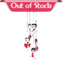 Decorate your backyard with Betty! These Betty Boop Red Dress Metal Wind Chimes will look and sound great on your patio. The chimes feature 2 different Betty Boop designs. One design finds Betty winking in a sitting position, while the other finds her on standing with her red dress hiking up from the wind. 