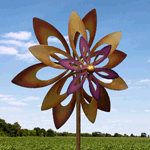 Wind has never looked so pretty! This artistic iron sunflower windmill stands 7 feet tall and will twirl and spin in the breeze, making your garden even more beautiful. 