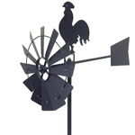 Put a new spin on style in your garden with this country-inspired garden stake. This iron accent features a proud rooster standing atop a classic windmill that will spin and twirl in the summer breeze. 