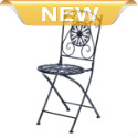 Have a seat and enjoy your great backyard or patio with this lovely cast iron chair. It features a fleur-de-lis design seat and matching backrest with fanciful curls. 