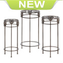 Your three favorite potted plants will love being in the saddle of these Western stands. Made from cast iron and embellished with horseshoes and lone stars, these plant stands come in three sizes and heights to make a great showcase of your green thumb in any room. 