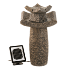 Graceful Asian fountain has the authentic look of hand-hewn stone; a dramatic addition to your outdoor decor! Place this dual powered fountain anywhere you please: Solar panels for cord-free enjoyment, or an electrical plug for shady locations or overcast days.