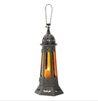 Tall, elegant and impressive, this graceful bronze candle lamp is a stunning focus piece for your décor. Add a stately candle to shed an entrancing amber glow. An imaginative accessory! Sturdy base lets this lamp stand steadily, or use the hanging loop at top.