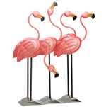 Sunny tropics and sandy beaches spring to mind at the very sight of this fabulous flock of bright pink flamingos. Metal-art statue is a colorful confection that no discerning decorator will want to do without!