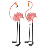 Brighten your favorite space with a luscious touch of the tropics. These life-sized metal flamingo sculptures make a colorful splash that’s a pure delight. Your friends will turn pink with envy!