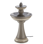 Impressive fountain gives your garden the instant grandeur of a palace courtyard! Graceful faux granite columns and bowls feature a stylish mosaic-look trim; sculpted pineapples add a stately welcoming touch.