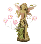 A sweet young fairy pauses to admire a new-found patch of blushing blooms, blessing your garden with the beauty of spring. Enjoy this statue both day and night, thanks to tiny solar lights nestled inside each lovely flower!