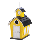 Any well-educated bird will see that this cheery schoolhouse is the perfect nesting place! Quaintly fashioned just like a 19th-century school building, complete with clock tower and sunny yellow paint.