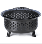 Gather round this fantastic fire pit and instantly set the scene for fun! The perfect way to add the wonderful warmth of a real campfire anywhere you please, be it a backyard or campsite; just fill with firewood and bask in the festive glow. Mesh top and cutout shapes in the sides allow plenty of light and heat to reach you, yet keep sparks and embers safely contained. Burns up to 33 lbs. of wood. Safe to use Charcoal.