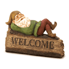 You’ll always feel right at home when you’re welcomed by your very own gnome! This sleepy fellow adds a whimsical touch to this folksy faux wood garden sign.