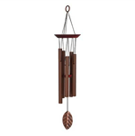 Vibrant notes seem to dance in the air as coppery chimes fill your garden with music! Gorgeous to behold as well as to hear, this copper and rosewood colored chime graciously completes your serene outdoor theme. 