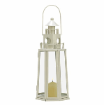 With its contemporary construction and creamy ivory finish, this little lighthouse freshens up your nautical décor theme! Just tuck a candle inside the base and bask in its beckoning glow.