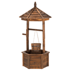 Your decorating wish just came true! Natural wood wishing well adds quaint nostalgic appeal to your outdoor living space; so pretty when its bucket and base are filled with your favorite flowering plants! 