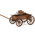 Old-time buckboard styling and a weathered finish give this cart the instant appeal of a cherished antique! Real rolling wheels add a charming touch and allow easy access to move things around your garden.