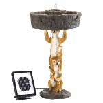 A family of meerkats provides a playful perch for a sparkling spring. This charming decoration combines a fountain and a fanciful statue in one; clever solar power lets you place it anywhere you please.