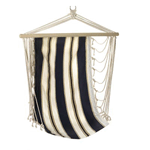 Nautical navy stripes will cradle you in cotton comfort. Whether you’re relaxing after mowing the lawn or completing a yacht race, swinging yourself to serenity is a breeze.