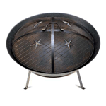 Whether your home is on the range or a little more suburban, this Western-style fire pit will keep you warm as you enjoy a night under the stars. The metal mesh lid features four stars and a convenient handle for easy removal, and the base has four metal feet.