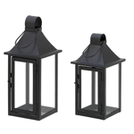 Black iron and clear glass make this classic lantern a home accent that youll love for years to come. Use it indoors or out, and place it on a tabletop or hang it from the top hanging loop. 