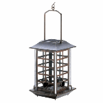 Clever garden accent is a delight both day and night! Handsome bronze finish lantern is a generous birdfeeder by day; after dark, hidden solar lights soften the evening with a gentle glow.