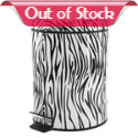 A dash of wild pattern can dress up any room, and with this zebra-print trash can you get an accessory that's equally functional and fashionable! This fun trash can features a flip-top lid that's operated by the foot pedal below, and its silver carrying handle makes it easy to transport wherever you need it. 