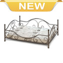 Does your pup or cat insist on world-class amenities at home and abroad? This bed will delight them with regal style and worldly pattern that features crowns and the Eiffel Tower. The iron bed frame features pretty flourishes and the neutral cushion will match any decor. Spot clean only. 