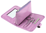 This should be in your purse or tote bag! A fabulous manicure set is neatly tucked inside this lovely lavender case, and it even has a removable coin purse and mirror inside. Dont leave home without it!  