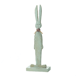 Standing tall, this charming rabbit will brighten your decor with his simple design and colorful flower. The wooden statuette stands on a rectangluar wood base and his painted expression and pink flower are full of fun and whimsy. Decorate for Easter or display him all year long to inspire smiles from all your guests.