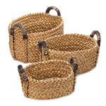 These gorgeous thick-woven nesting baskets are eternally stylish! Keep your home organized beautifully with this trio that feature looped handles for easy relocation.