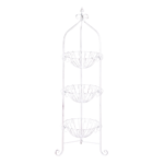 This corner basket stand is proof that romantic and charming room additions can be functional! Three curled metal wire baskets stand in a metal frame, complete with curled feet and a finial on top. Fill it with three of your favorite plants or blooms, or let your imagination fill these baskets with whatever you’d like to display.