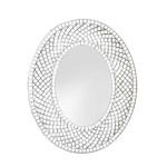 A silvery mosaic makes this oval wall mirror a beautiful and functional room accent. The square mosaic design swirls to frame the mirror, creating a stunning statement that will add richness and texture to any room in your home.