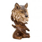 Let the wild and noble spirit of the wolf decorate your shelf, mantel of desk. This detailed bust will capture your imagination and enhance your decor.This lifelike and intricately detailed wolf bust features brilliant amber eyes and a carved base thats finished to look like knotted wood. 