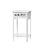 The elegant and classic design of this wooden side table gets a splash of show-stopping style from the die-cut floral pattern of the pullout drawer. The fresh, white-painted finish made this furnishing equal parts modern and timeless. 