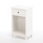 A classic shape and just the right amount of detail makes this side table a beautiful addition to any room. The pretty pullout drawer features a metal pull knob, and below youll find the perfect spot for books and more! 