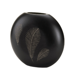 A stunning piece of art for your mantel! This tribal-inspired black decorative vase is etched with three stylized feathers that let the natural color shine through. 