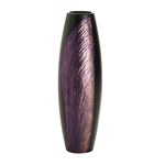 Iridescent purple with hints of gold shimmers from the intriguing relief design of this modern decorative vase. Set on a sleek black background, the design evokes thoughts of beautiful dragonfly wings. A modern accent with timeless beauty! 