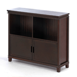 Showcase and store your treasures in this rich espresso-colored wood cabinet. Decorate the top with stylish accents and fill the two interior shelves with your favorite decor, while two doors below open to reveal the perfect storage solution for any room.