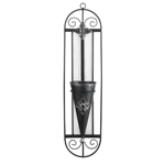 This continental charmer will burst with style and color when you fill it with blooms. The iron framework features pretty frills and a conical vase that will show off your favorite flowers with unmatched charisma. Mounts easily to your wall. Contents not included. 