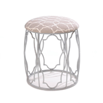 Your design wish has come true! This gorgeous Moroccan-inspired stool combines style with grace and cool with comfort to create a striking and functional room accent. The metal framework features exotic geometric patterns that mimic the pattern on the padded linen seat. 