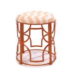 Go bold! This dramatic stool is designed to add a dose of color and a splash of dynamic style to your room. The openwork iron frame features a fantastic design and glossy orange finish, and the chevron pattern padded seat is the perfect finishing touch. Spot clean only. 