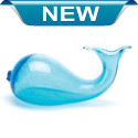 Charming and pretty, this glass whale vase is a work of art that will make you smile again and again. Gorgeous aqua blue glass sits on its side to mimic the shape of a whale, with the opening at the "tail" end. Looks just as great empty as it does with a small bouquet of fresh flowers. Flowers not included.