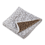 Turn your lap into the lap of luxury with this heavenly soft throw blanket. One side features rich brown leopard print, while the flip side has a muted white and taupe color pallet. Perfect for your couch or bedroom!