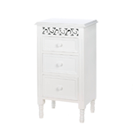 This charming tables has the perfect bedside manner! Three pullout drawers let you keep essentials tucked out of sight, and the fanciful carved panel at the top gives this beautiful white table undeniable style. It will look great in the living room, bathroom, and hallway, too. 