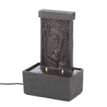 The peaceful face of Buddha and calming sound of trickling water will give you a sense of serenity. Sculptural and modern, it will be a handsome addition to your room. Simply plug in this tabletop fountain to make it glow with soft light and flow with cascading water.