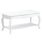 With clean, graceful curves and a soft white finish, this classic coffee table is simplicity itself. A room-brightening accent that adds cottage style romance to any surrounding!