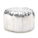 Add glitz and glamour to your living room with this comfortable ottoman pouf. Finished in silver, this functional furnishing accent will be the most popular seat or footrest in the house.