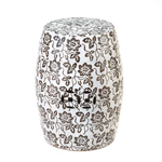 The floral pattern on this stool is a beautiful way to add some graphic drama to your home. It can be used as a stool, table or as a standalone decorative accent. Move it to the garden or patio for outdoor use!