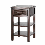 Add casual sophistication to any décor from classic to modern with this simply stylish table! A handsome addition to your favorite room, with an ample drawer and two open shelves for easy storage.